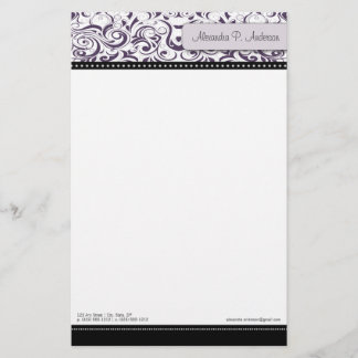 Swirly Purple Boutique Designer Stationery