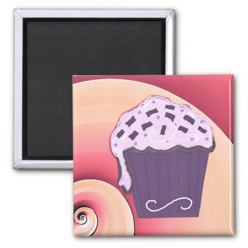 Swirly Purple Cupcake Magnet