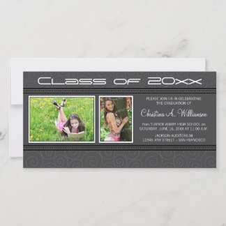 Swirly-Q 2-Photo Graduation Announcement (grey)