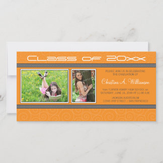 Swirly-Q 2-Photo Graduation Announcement (orange)