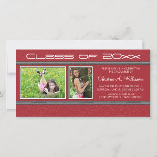 Swirly-Q 2-Photo Graduation Announcement (red)
