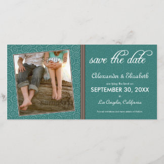 Swirly-Q Green/Brown Save the Date Announcement