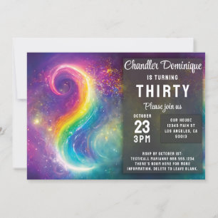 Swirly Rainbow Color Cosmos Nebula Galaxy Yin Yang Invitation