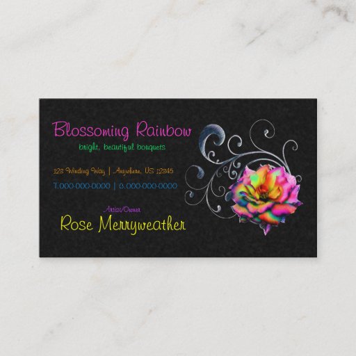 Customizable Rainbow Rose Standard Card Business Card