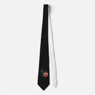 Swirly Rainbow Rose Neck Tie