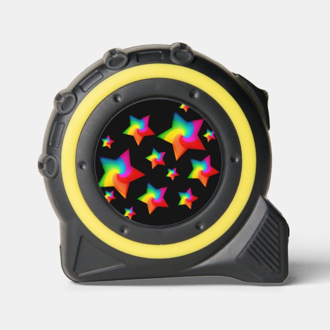 Swirly Rainbow Stars Tape Measure (Front)