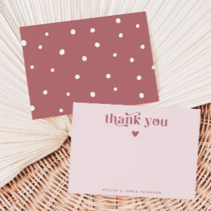 Swirly Retro Thank You Heart Dusty Rose Note Card