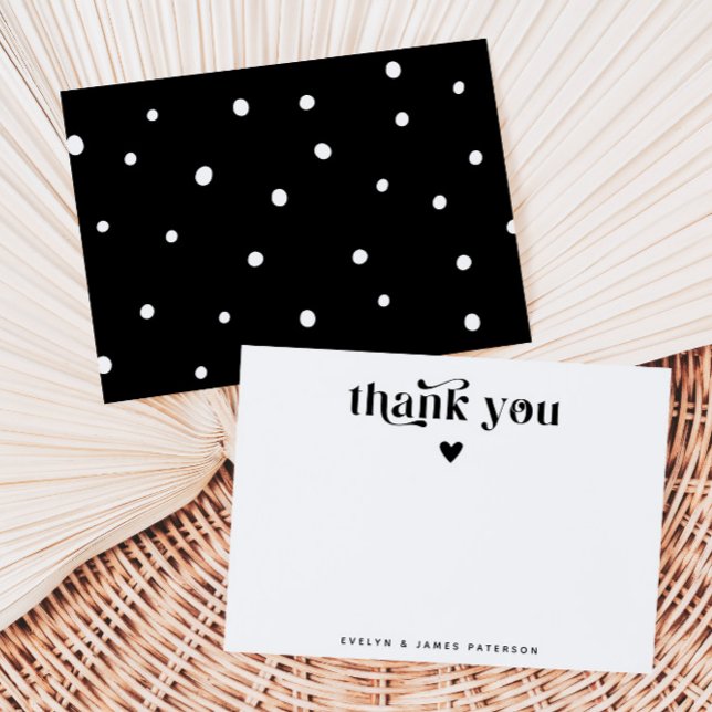 Swirly Retro Thank You Heart  Note Card (Creator Uploaded)