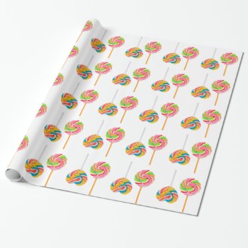 Swirly Rock Candy Cane Lollipop Wrapping Paper by SmallTownGirll at Zazzle