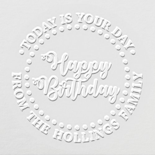 Swirly Round Happy Birthday Script Greeting 1 Embosser