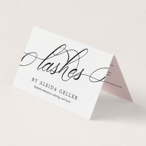 Swirly Script Lash Artist Aftercare Business Card