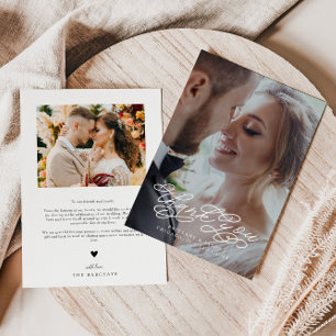 Swirly Script Thank You Wedding Photo Card