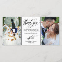 Swirly Script Two Wedding Photos Thank You