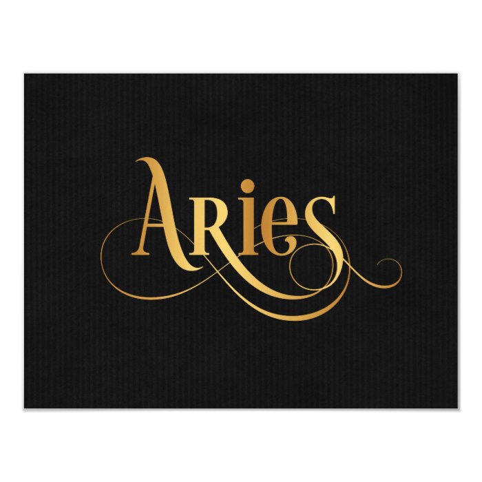 aries script swirly script zodiac sign aries gold on black card zazzle aries script swirly script zodiac sign aries gold on black card zazzle