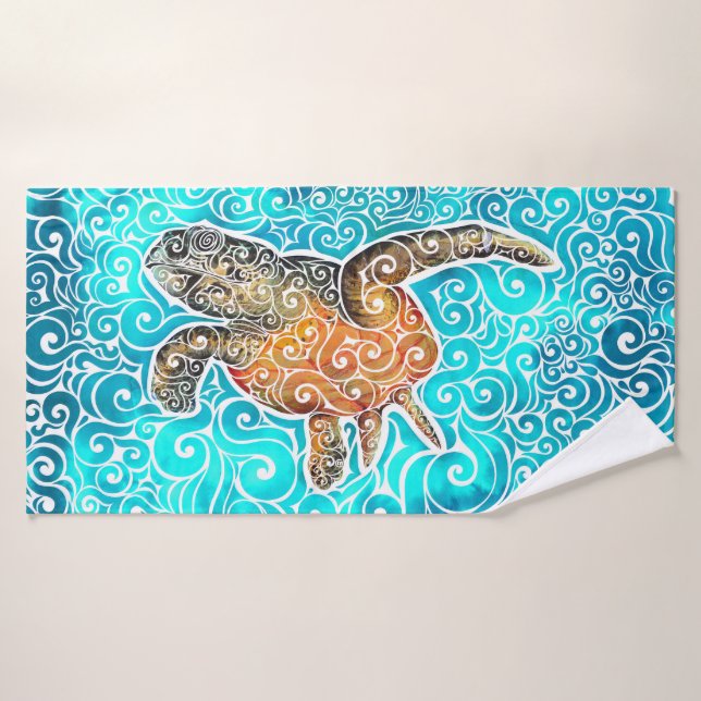 Swirly Sea-Turtle Bath Towel (Bath Towel)