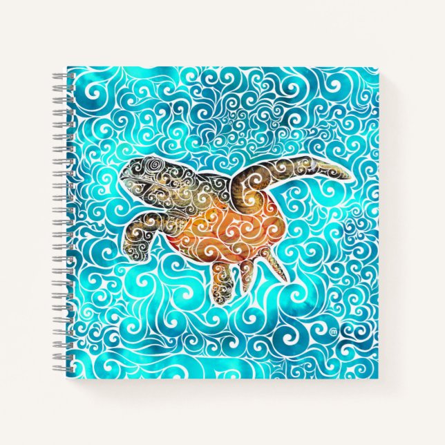 Swirly Sea-Turtle  Notebook (Front)