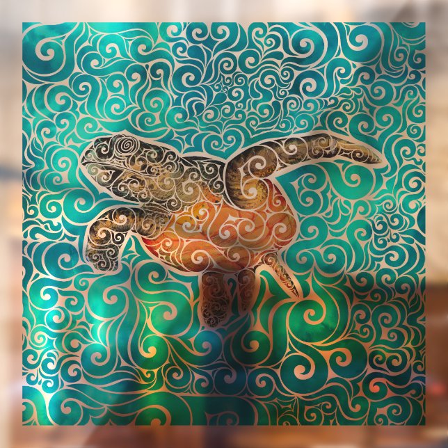 Swirly Sea-Turtle Window Cling (Sheet 2)