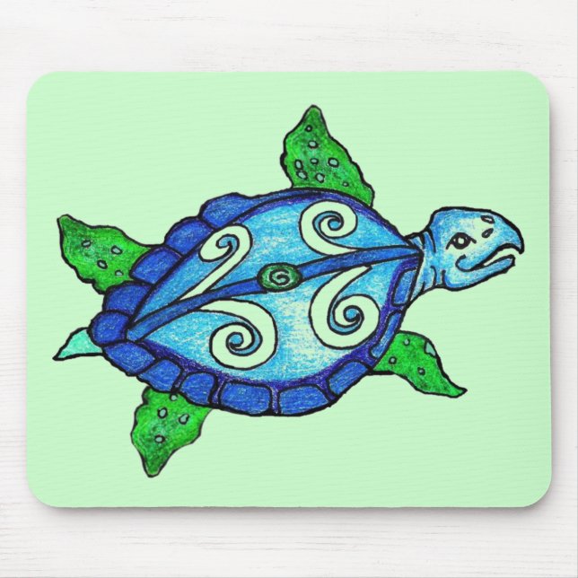 Swirly Sea Turtles Mouse Pad (Front)