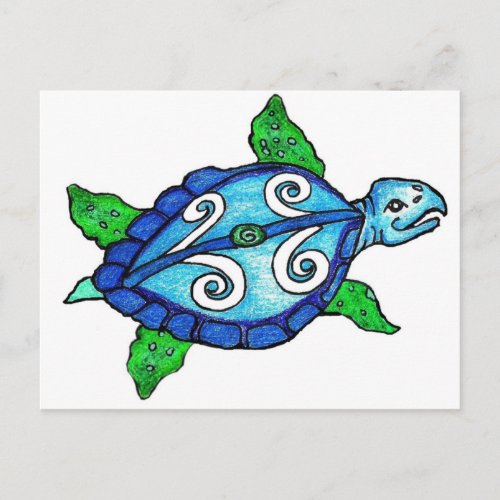 Swirly Sea Turtles Postcard