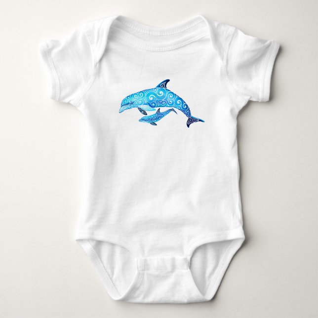 Swirly Shark Baby Bodysuit (Front)