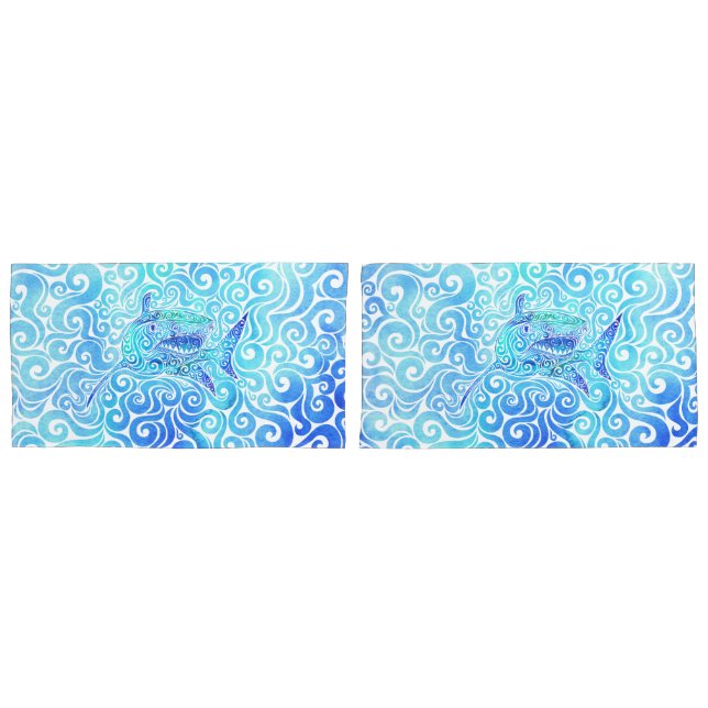 Swirly Shark Pillow Case (Front-Set)