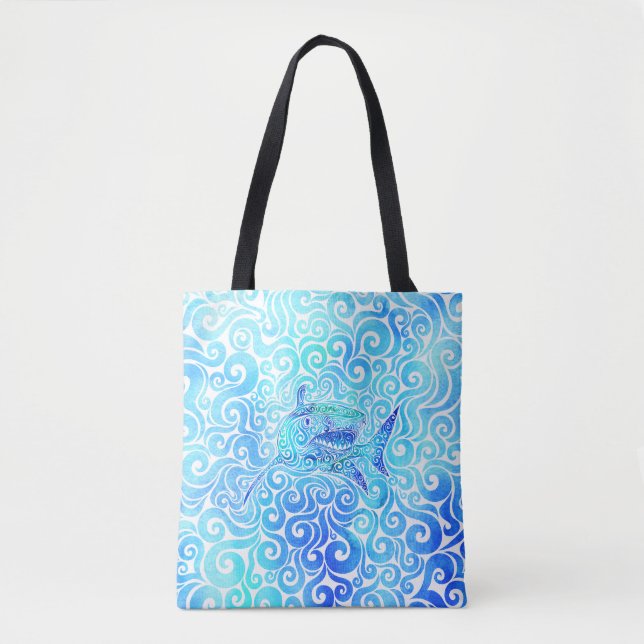 Swirly Shark Tote Bag (Front)