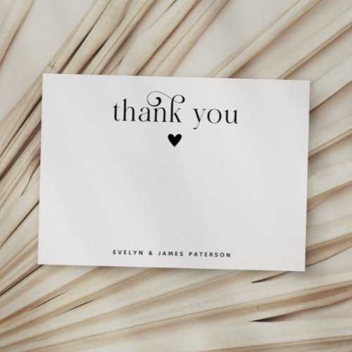 Swirly Simple Thank You Heart  Note Card