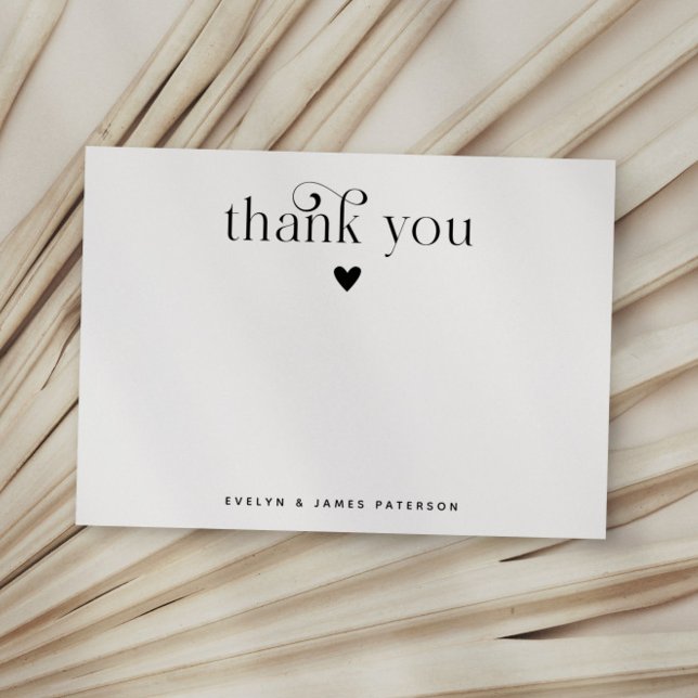 Swirly Simple Thank You Heart  Note Card (Creator Uploaded)