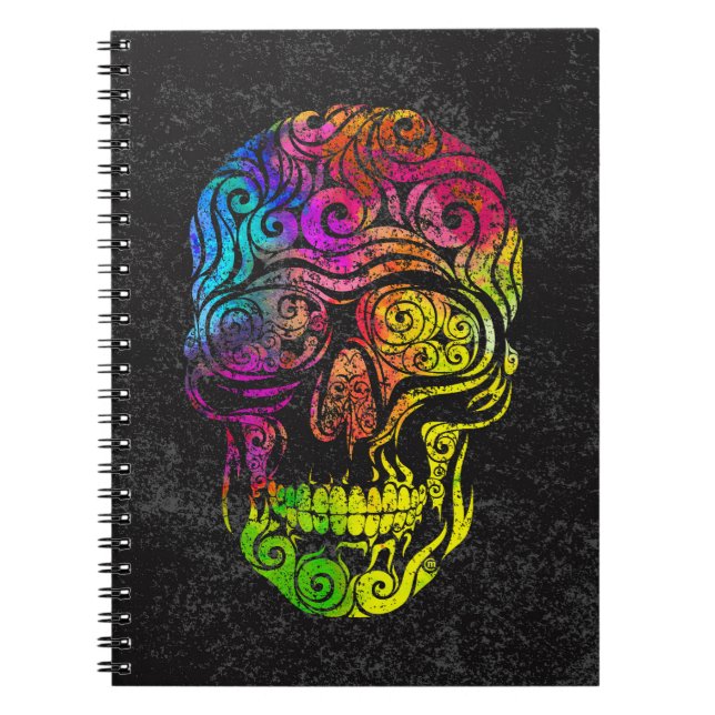 Swirly Skull  (color) Notebook (Front)