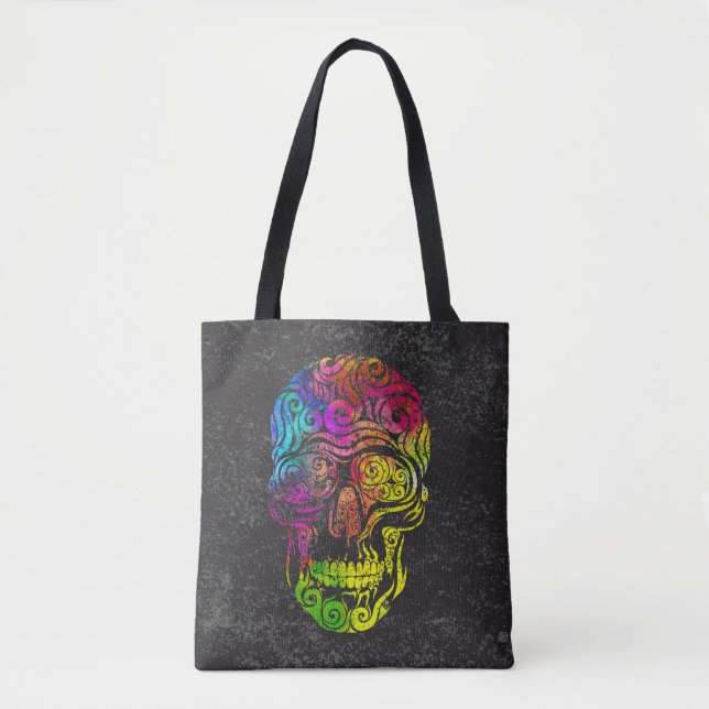 Swirly Skull  (color) Tote Bag (Front)