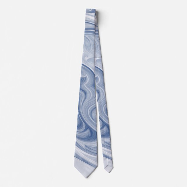 Swirly Slate Blue Abstract Neck Tie (Front)