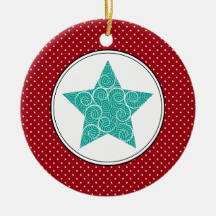 Swirly Star Ceramic Christmas Ornaments