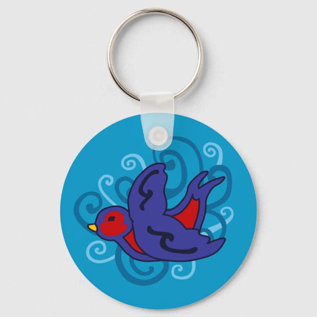 Swirly Swallow Keychain (Front)