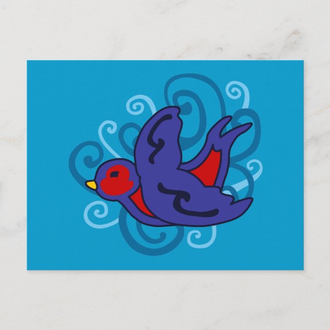 Swirly Swallow Postcard (Front)