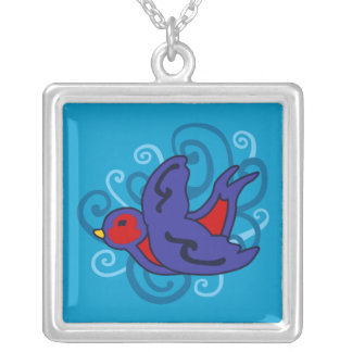 Swirly Swallow Silver Plated Necklace