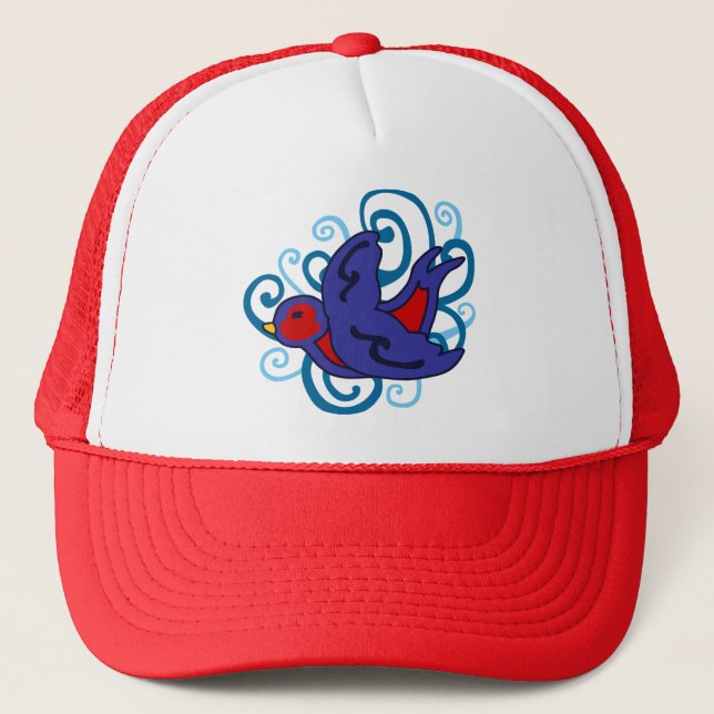 Swirly Swallow Trucker Hat (Front)