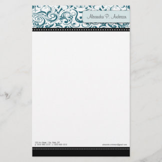 Swirly Teal Boutique Designer Stationery