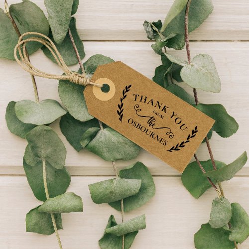 Swirly The Last Name Greenery Wedding Thank You Rubber Stamp