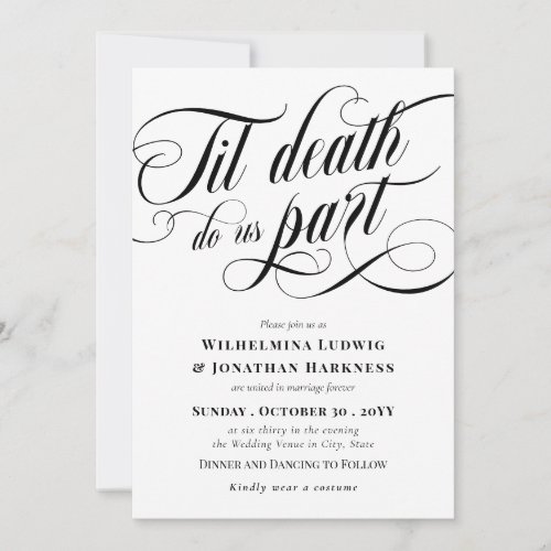 Swirly Til Death Do Us Part Elegant Goth Wedding Invitation