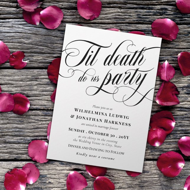 Swirly Til Death Do Us Party Elegant Goth Wedding Invitation (Creator Uploaded)