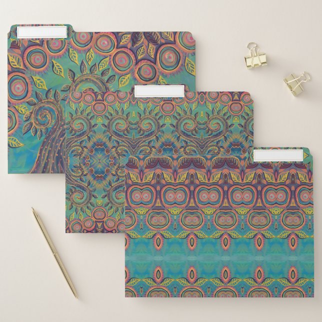 swirly tree abstract painting files file folder (Set)