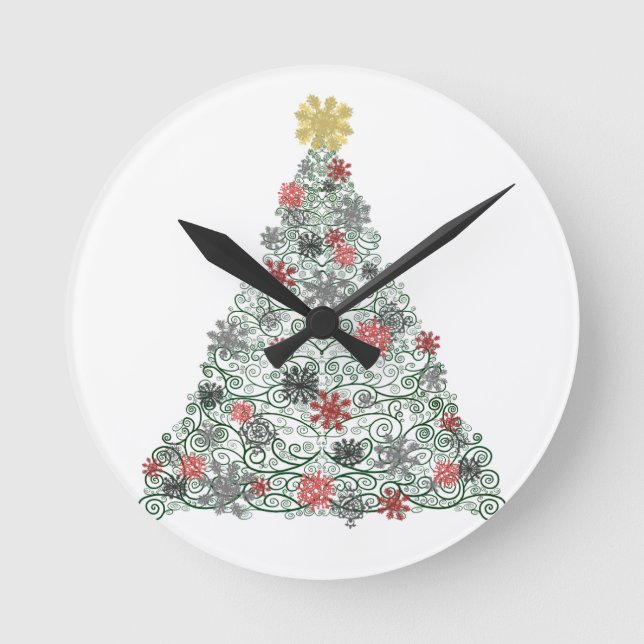 Swirly Tree Decorated Round Clock (Front)