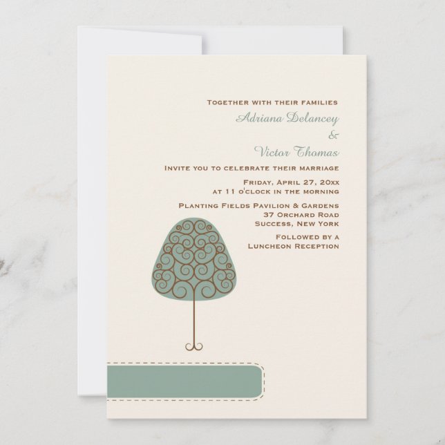 Swirly Tree Wedding Invitation (Front)