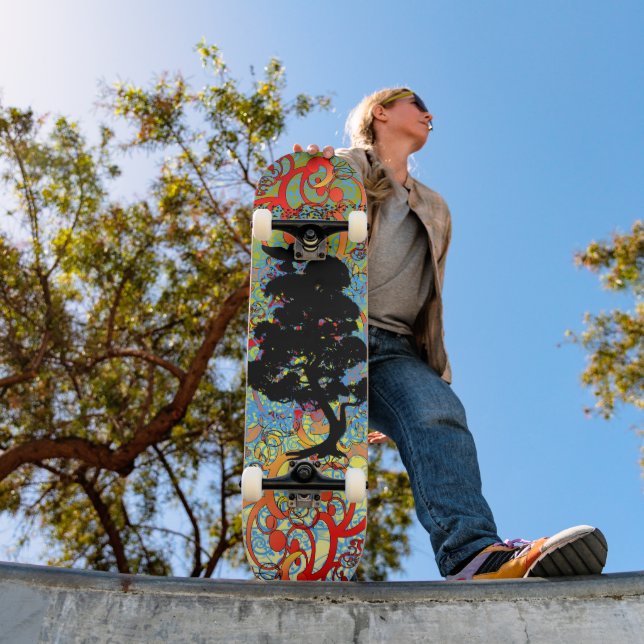 Swirly Tree with Birds Skateboard Deck (Outdoor 1)