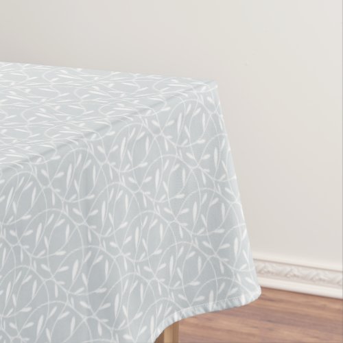 Swirly Vine and Leaf White on Silver Tablecloth