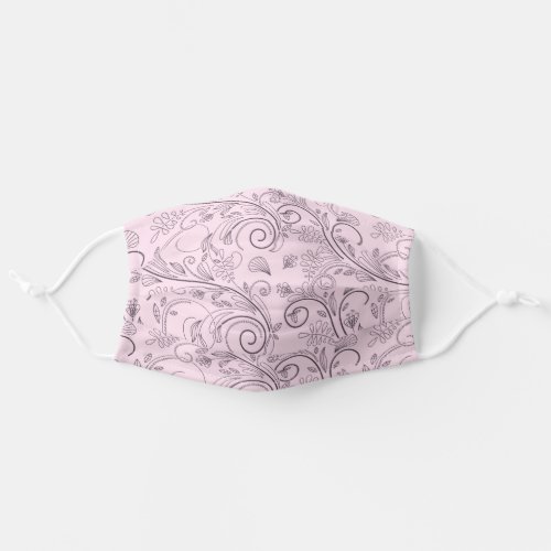 Swirly Vines  Leaves Pink Reusable Washable Adult Cloth Face Mask