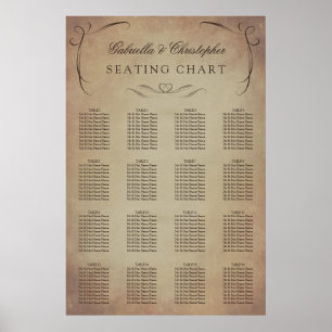 Swirly Vintage   Wedding Seating Chart 16 Table