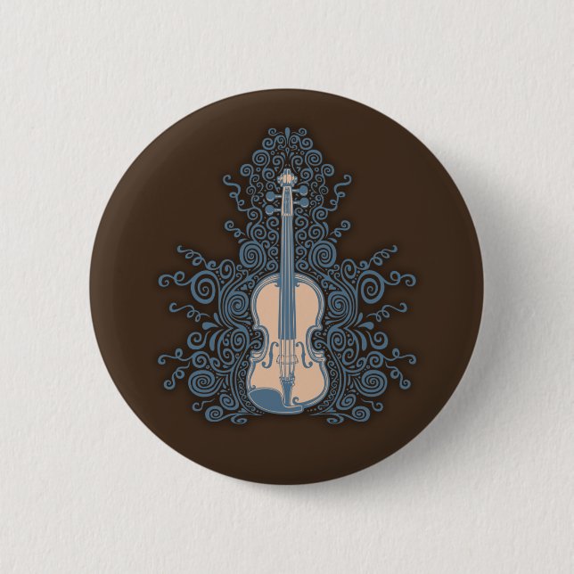 Swirly Violin Pinback Button (Front)