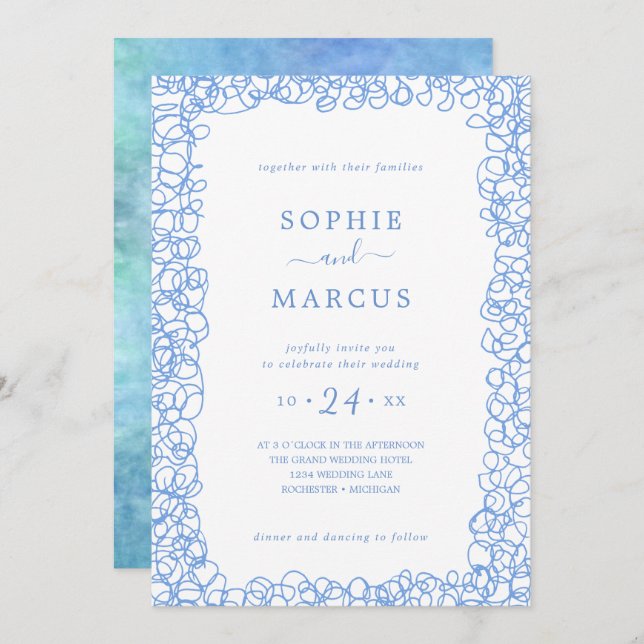 Swirly wedding invitation (Front/Back)