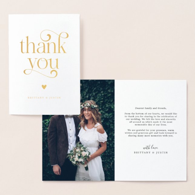 Swirly Wedding Thank You Photo Foil Card (Display)